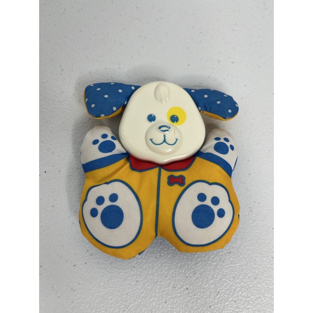Vtg Fisher Price Dog‎ Rattle Soft Plush Baby Toy 1990 Dog 1496